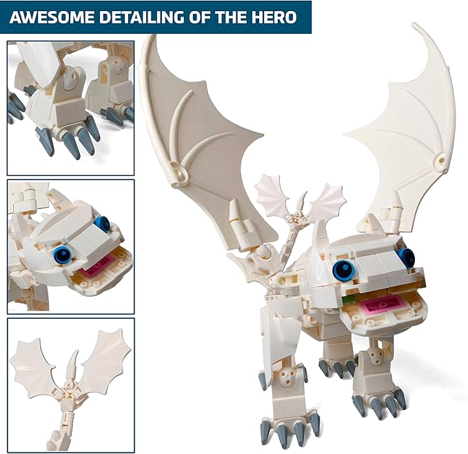 Toysvill Day White Dragon Building Block Toy Action Figures [257 Elements]