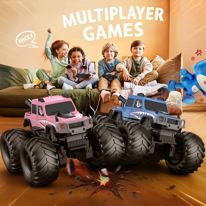 NQD® Monster Truck Toys Waterproof 360°Rotate 4x4 RC Truck Amphibious Remote Control Monster Trucks 2.4GHz All Terrain Off-Road Pickup Toy RC Car for Gifts for Boys Kids Age 6 7 8 9 10 11 12+ Blue