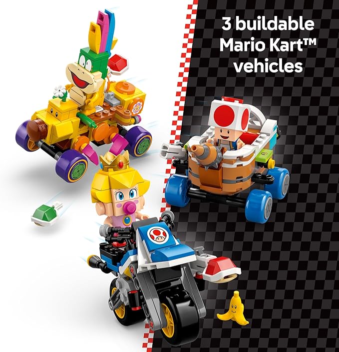 LEGO Super Mario: Mario Kart Baby Peach &amp Grand Prix Set Home Circuit - Nintendo Toy Building Set for Kids Girls and Boys Ages 8+ - Collectible Toy - Gift Idea for Birthdays - 72036