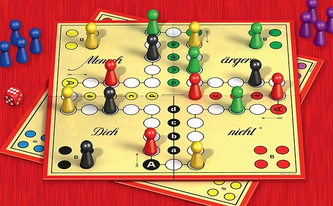 Schmidt Spiele 49439 Mensch ärgere Dich Nicht in der Metalldose Classic Line with Extra Large Wooden Toy Figures