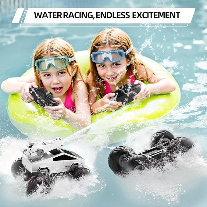 Remote Control Car RC Truck - 1:16 Amphibious Fast Car with Water Cannon and 2.4GHz Remote Control Max 22KM/H Speed 4WD Cyber Toy for All Terrain Waterproof Rc Boat Gift for Boys 6 7 8 9 10+