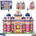 Pink Estate House Building Set with Lights 3 Style Pinkspire Construction Model with Car Fountain 1815 PCS Friends Villa Castle Building Block Kit Home Decor Gift for Adults Boys Girls 8-12+