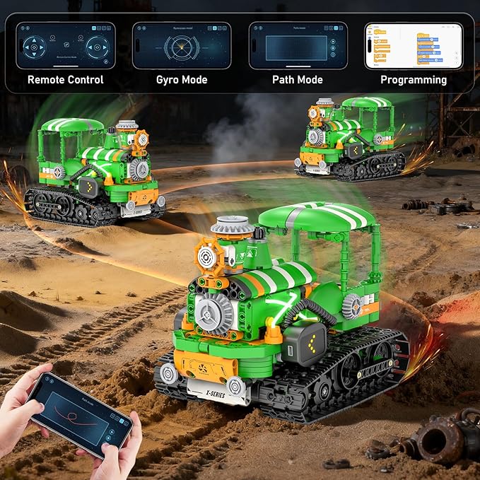 STEM Robot Building Kits for Kids 6-14 5in1 Remote &amp APP Controlled STEM Tractor/Frog/Robot Building Toys 732 Pcs Educational Building Block Sets for Kids Erector Sets Gifts for Boys Girls