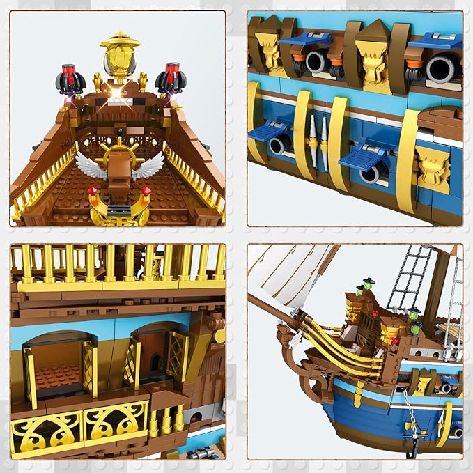 JMBricklayer Pirate Ship Building Sets for Adults Gorgeous Royal Fleet Ship with Tiered Design Attractive Pirate Toys Building Blocks Pirate Ship Display Gifts for Teens Adults(2830 Pieces)