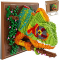 3D Wall Art Chameleon Mini Building Blocks Set - Cute Animal Mural Micro Building Block Bricks Craft Kit Creative Ideals Toy for Kid Adult Collectible Architecture Decoration Party Favor 2688PCS