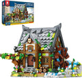 Reobrix Medieval Building Set for Adults– Watermill Cabin1873 PCS Medieval House with Rotating Water Wheel Architecture Collectible Building Bricks Kit for Adults and Medieval Village Fans