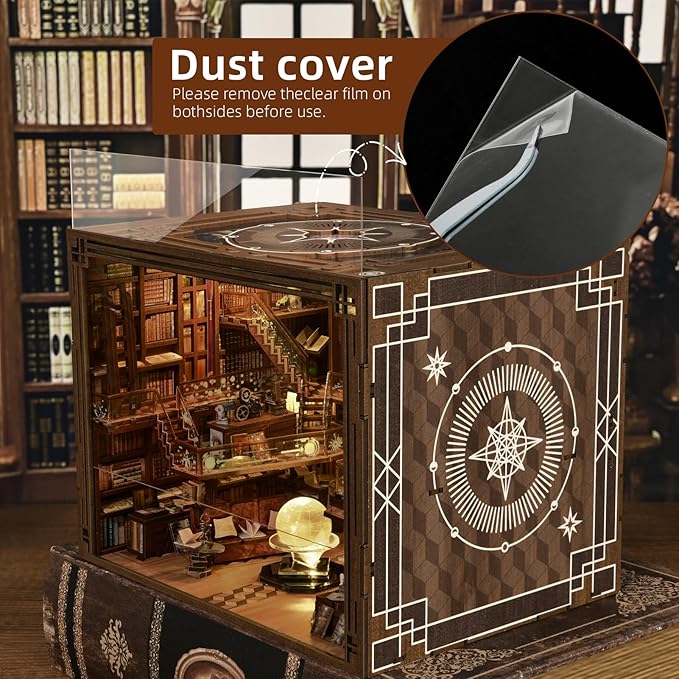 Book Nook Kit DIY Miniature Dollhouse Booknook Kit with Led Light and Dust Cover (Beyond Library Max)