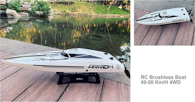 25 Inch UDI005 Large Hobby Remote Control Boat for Adults Experts 14y+ RC Brushless Watercraft 50km/h 31mph 3S Battery 4WD Full-Functions RC Sail White