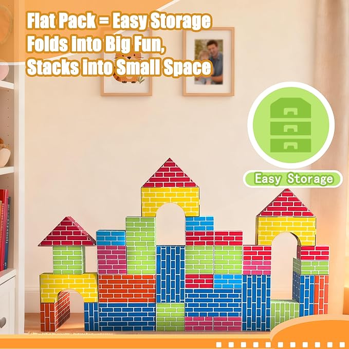 Cardboard Building Blocks for Kids 36pcs: Jumbo Gifts Heavy Duty Develop Creative Thinking Spatial Reasoning Easy to Assemble