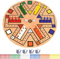 Wooden 3-6 Players Board Game Set with 48 Pieces and 4 Dice 13.7 Inch Painted Wooden Board Game for Adult Teen Family (6 Colors)