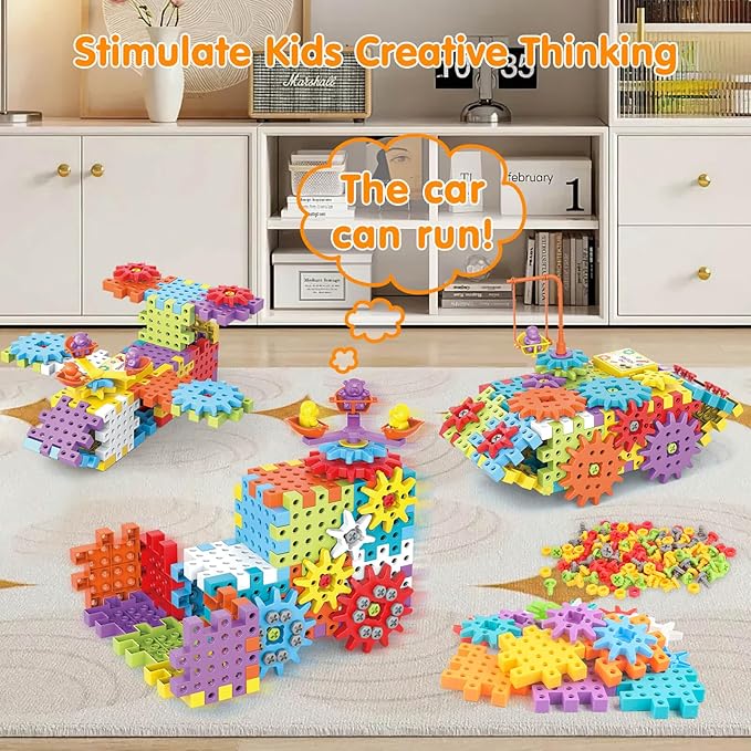 Building Toys 234 Pieces Upgrade Gear Building Blocks Set Kids Tool Set with Electric Drill Kids Toys STEM Kits Gifts for Boys Girls Age 3+