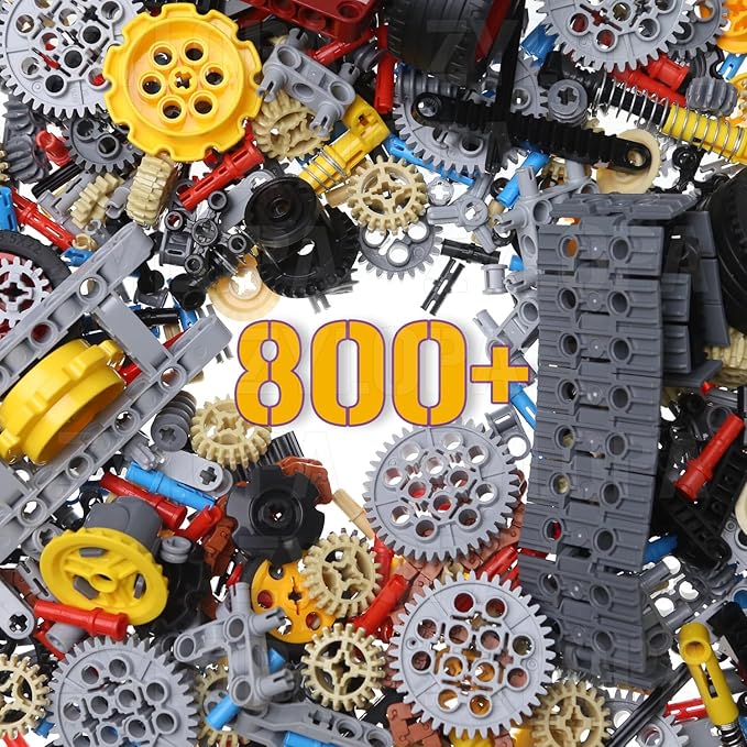 854pcs Technic Parts and Pieces Set: Gears Axles Pins Connectors Differential Tracks Shock Absorbers etc. Compatible with Major Brands. Toy Building Block for MOC Technical Accessories kit.