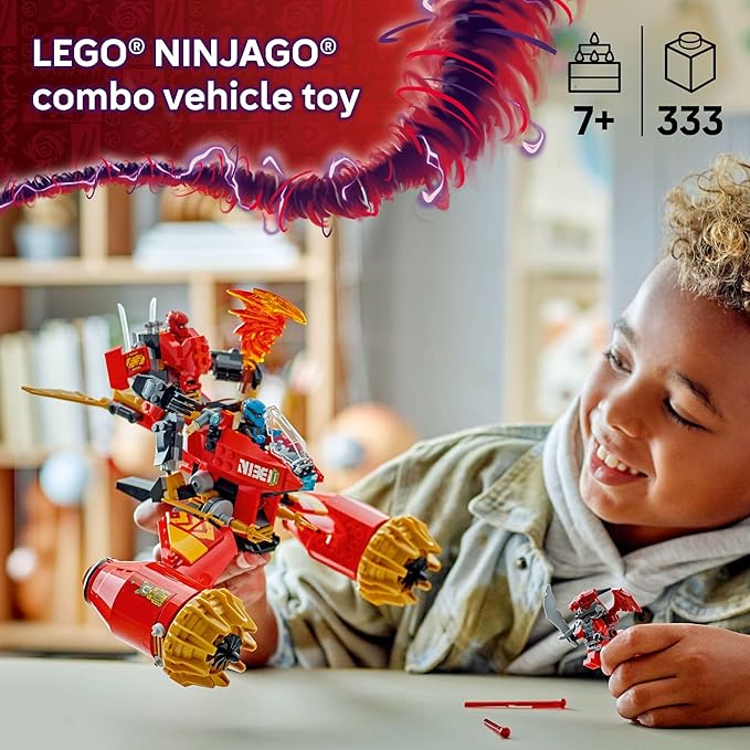 LEGO NINJAGO Kai's Mech Storm Rider Action Figure - Pretend Play Building Toy for Boys and Girls Ages 7+ - Ninja Toy for Kids with 3 Minifigures - Gift Idea for Birthdays - 71830