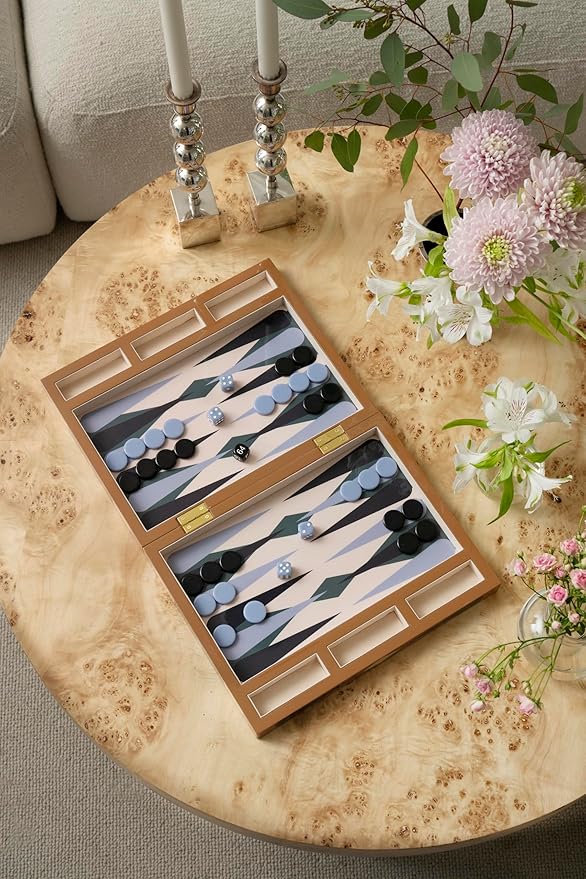 Printworks Lacquered Backgammon – Luxury Wooden Board with Acrylic Pieces Large Coffee Table Game for Adults Modern Display-Ready Set