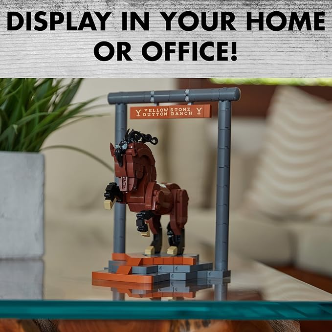 Brickcraft Officially Licensed Yellowstone TV Show Dutton Ranch Stallion Horse on a Horse Stable Stand 554 Pieces Multicolored Brick Building Set