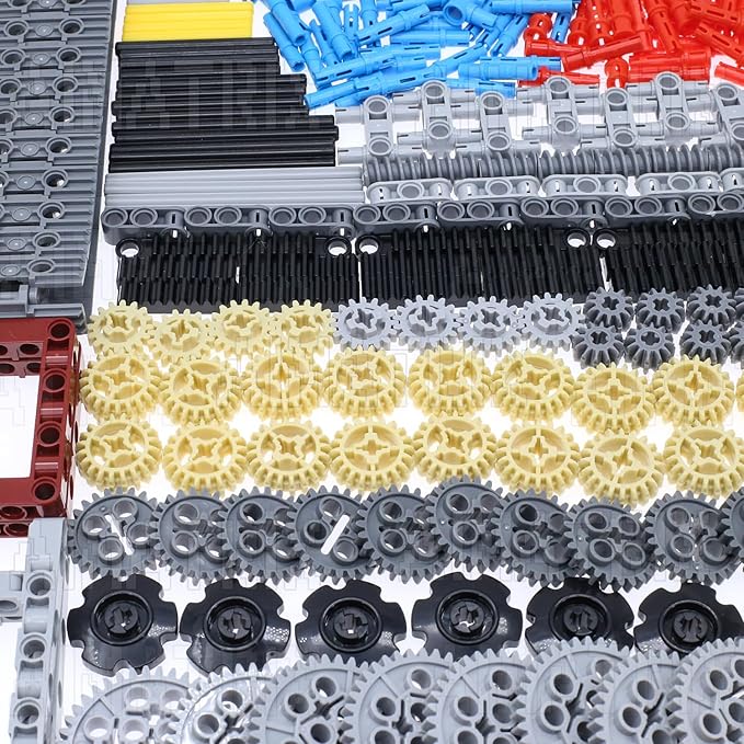 899Pcs Technic Gears and Axles Car Tracks-Tires with Gears-Pins-Shock absorbers - DifferentialsCompatible with Mainstream Building Block Brand Technic Sets