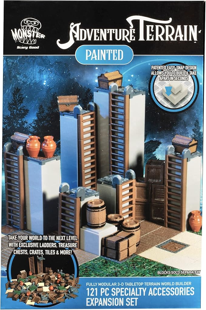Monster Adventure Terrain 3D Interchangeable Builder System - 121pc Painted Specialty Accessories Set - Build Modular Worlds in a Snap &amp Elevate Your Campaign - Compatible with DND Dungeons &amp