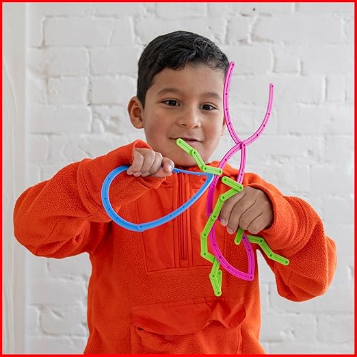 edxeducation Junior GeoStix - In Home Learning Toy for Early Math and Creativity - 200 Multicolored Construction Sticks - 30 Double-Sided Activity Cards - Geometric Manipulative