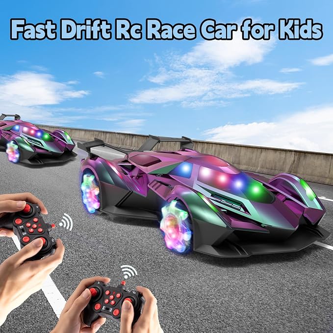 SASBSC Lamb Remote Control Car for Boys 4-7 8-12 Drift Rc Cars with 360° Rotation Spray Music &amp Lights 1:12 Rechargeable Rc Car Toys 10-12km/h Sport Race Toy Cars Gifts for Kids (Multi-Color)