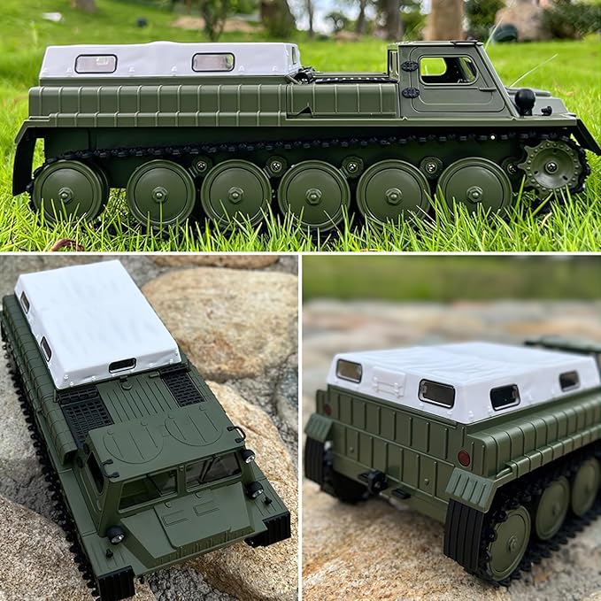 Remote Control Tank Military Transport Vehicle 2.4G Crawler Car RC Off-Road Army Armored Truck All Terrain for Kids and Adults Toys