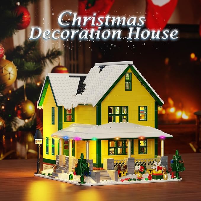 Christmas House Building Set with Light Story Movie Snow House Blocks Toy Compatible with Lego Christmas Village House Kit Christmas for Boys Girls Ages 8+ (1367 PCS)