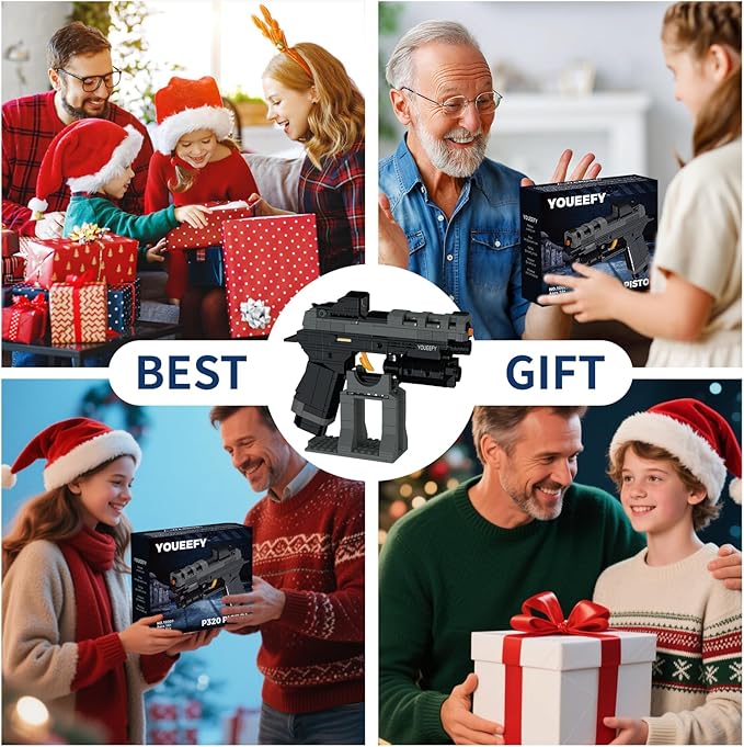 1:1 P320 Pistol Building Blocks Set 400+ Pieces Building Blocks Model Gun Toy for Adults &amp Kids 14+ Unique Collectible Gift for Christmas Birthday Military Fans (P320)