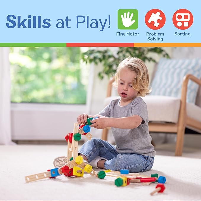 Melissa &amp Doug Wooden Construction Building Set in a Box (48 pcs)