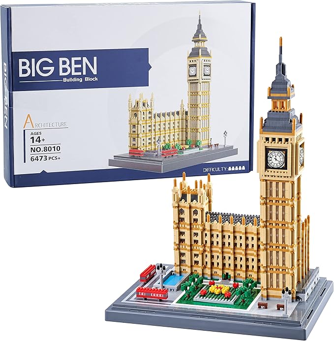 6473PCS Architecture Big Ben Micro Building Blocks Set Modle Kit Present for Adults and Ages of 14+