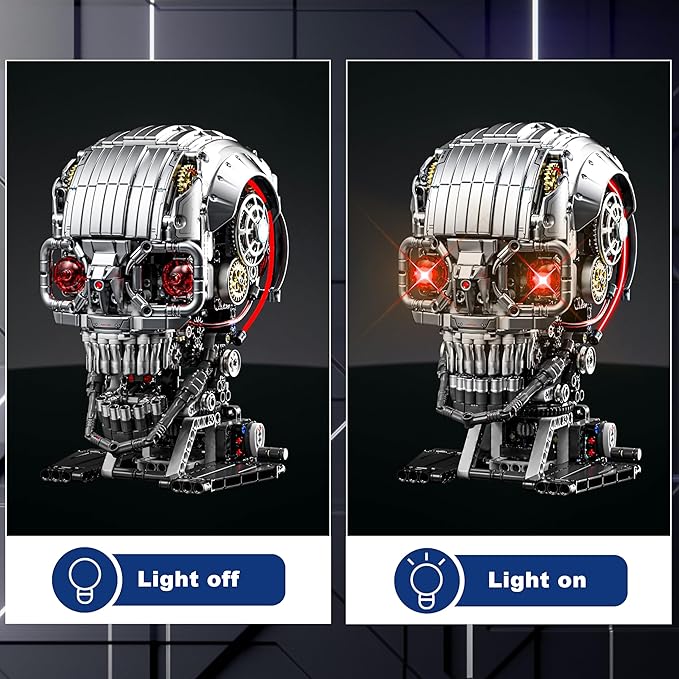 Mechanical Skull Building Set for Adults Mechanical Skeleton Head Building Blocks Set Compatible with Lego Buildable Horror Display Model Home and Office Decor Gift for Adults Teens 14+ (1099 PCS)
