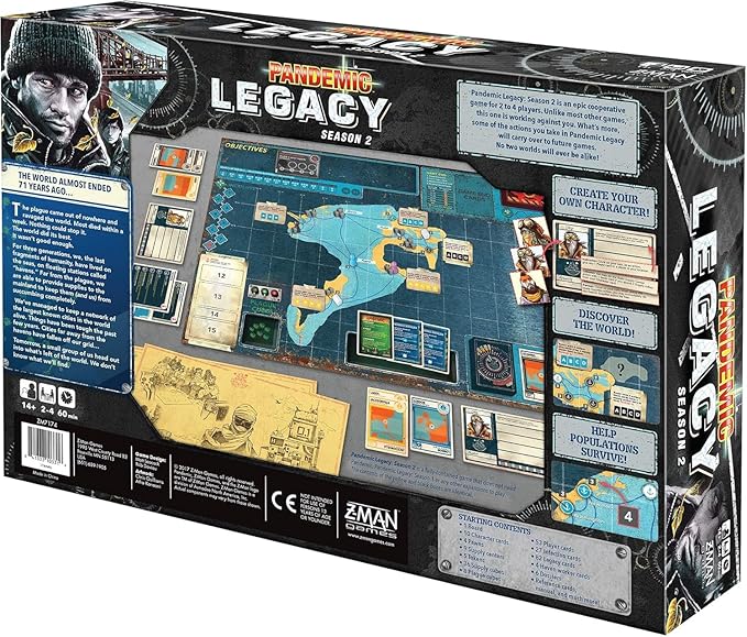 Pandemic Legacy Season 2 Board Game (Black) - Fight to Save Humanity from Plague! Cooperative Strategy Game for Kids and Adults Ages 13+ 2-4 Players 60 Minute Playtime Made by Z-Man Games