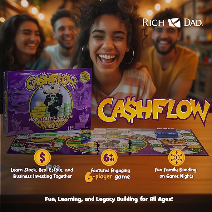 Rich Dad CASHFLOW Board Game Educational Business &amp Finance Literacy Game Ages 14 &amp Up - Financial Learning Games for Kids Teens Adults and Family