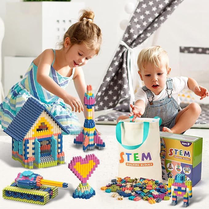 Tigerhu Kids 1120pcs Building Blocks Set Educational STEM Building Toy Construction Block Toys Set Learning Playset Kit for Boys Girls Child Brain Development Preschool Kindergarten Toy Age 3+