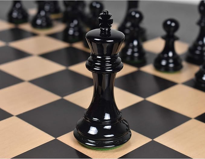 RoyalChessMall-4.1 Pro Staunton Weighted Red &amp Black Painted Wooden Chess Pieces Only Set