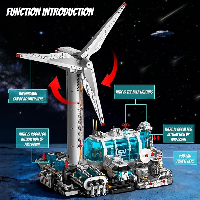 BNG Spcae Station Building Set for Adults Wind Power Station Space Block Set Home or Office Decor Creative Spaces Building Block Toy Sets for Teens Boys 8-14 (2288 PCS)