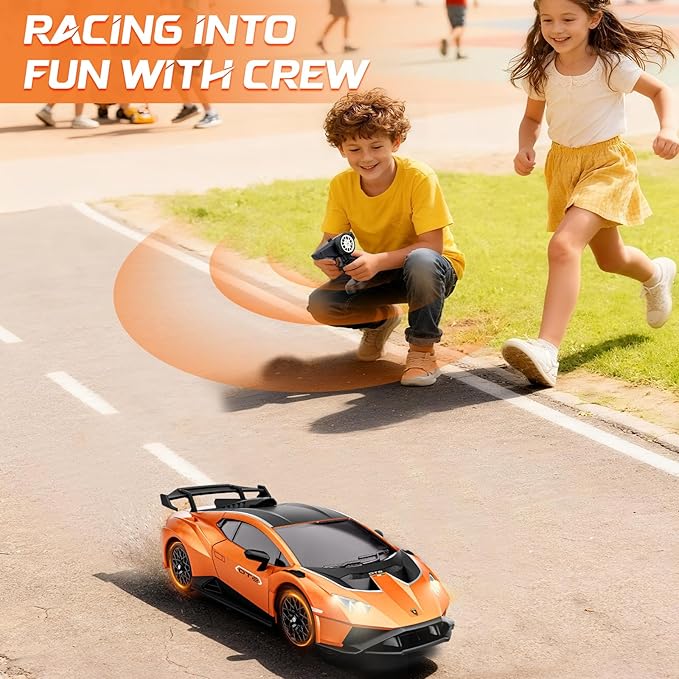 Lamborghini Remote Control Car 1:18 Scale Officially Licensed Lamboghini Toy Car Cool RC Cars Toys for 4 5 6 7 8 9 10 11 12 Year Old Boys Kids Adults Gifts15km/h Fast RC Drift Car (Orange)