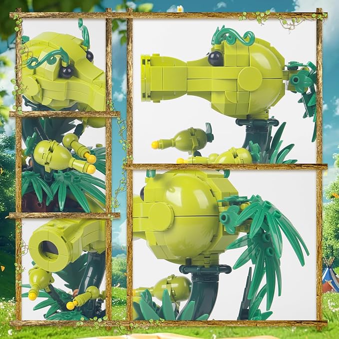 Peashooter Plant Building Toys Model compatible with major brand sizeUnique Plants and Zombis Toy Christmas DIY Architecture or DecorA Greative Display Present for 6+ Boys or Girls(2025 New)