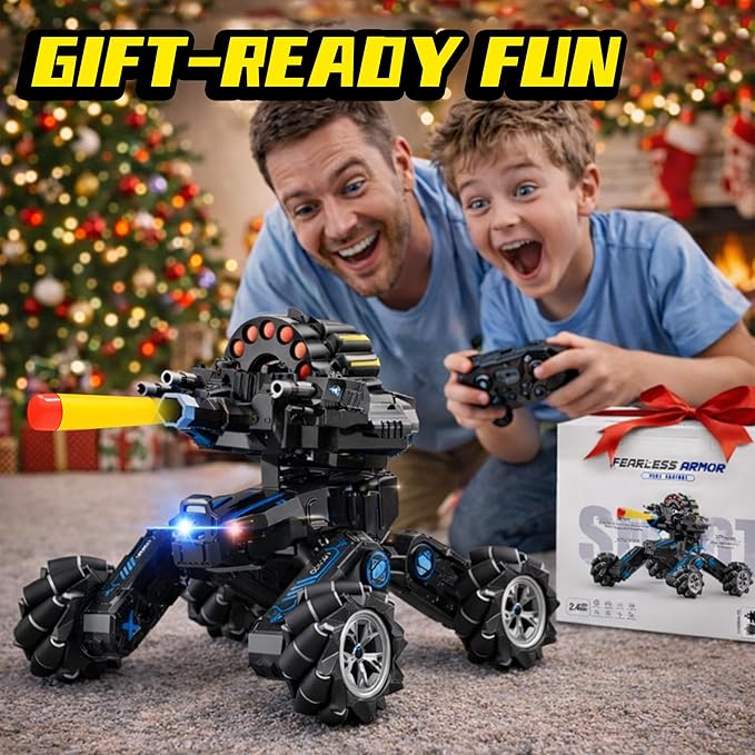 RC Tank Car with DriftHand Gesture Control Dual Mode Stunt Truck with Light Spray and Music 2.4Ghz Free Deformation Remote Control Fighting Bullets Vehicle for Kids