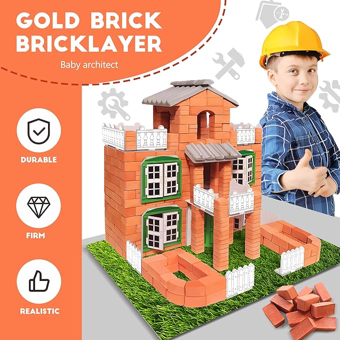 Brick and Mortar Construction Set - Perfect Building Blocks for Kids Ages 6 and Up a DIY Versatile Building Set and STEM Building Toy Ideal for Birthday