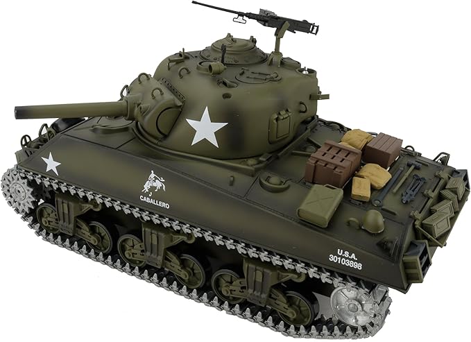 Modified TK7.0 Edition 1/16 2.4ghz Remote Control US M4A3 Sherman Tank Model(360-Degree Rotating Turret)(Steel Gear Gearbox)(3800mah Battery)(Metal Tracks &ampSprocket Wheel &amp Idle Wheel)