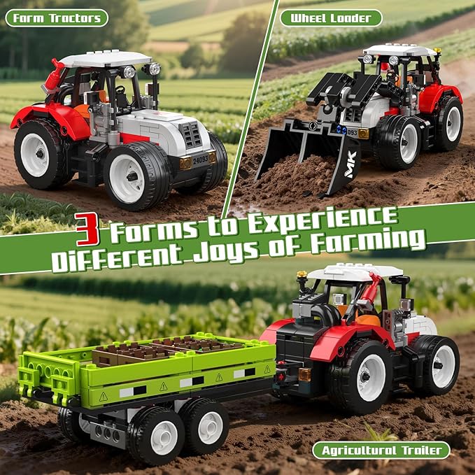 Mould King 24093 Farm Wheel Loader Building Sets 504+ Pieces Mini World City Series Construction Sets Farm Toys for Boy Age 8+