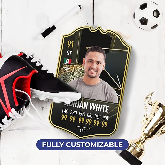 Personalized Plaque | Ultimate Team Card Famous Video Games | Decorations for Bedroom | Party Decorations | Gifts for Boys| Multiple Size &amp Shapes Options (Card 1 - Soccer)