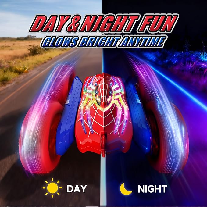 360°Flip Rc Cars Toys with Glowing Hero Eyes &amp Legs 2.4GHz Drift Stunt Remote Control Car 4WD &amp Double-Sided Race Car Birthday Gifts Toys for 3 4 5 6 7 8 9 10 11+ Year Old Boys Age 3-4 4-6