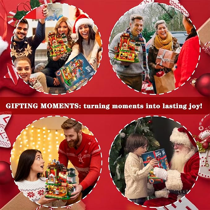 Christmas Factory Building Blocks Set 2775PCS Light-Up DIY Holiday House Construction Toy for Adults Teens Boys &amp Girls Collectible Christmas Village Display Model Holiday Décor &amp Gift Id