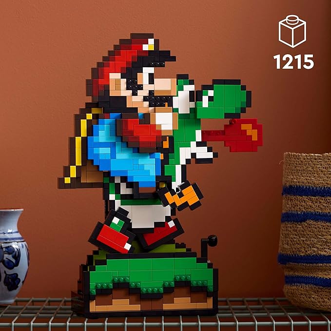 Lego Super Mario Super Mario World: Mario &amp Yoshi Nintendo Collectible Set Pixeled Figures Gift for Adult Fans Playful Display Model Fun Room Decor 71438