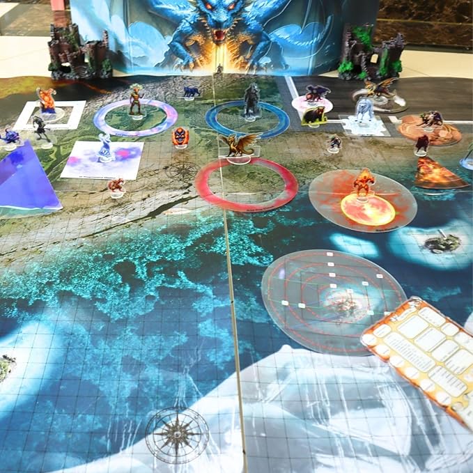 iPEAU|DND Map Starter Set Tabletop Mat 4 Dry Erase Boards 23×33 with 1 Grid&ampHex RPG Battle Mat for Dungeon and Dragons Accessory Pathfinder&amp Warhammer Reusable Flexible GM Layout System Acce