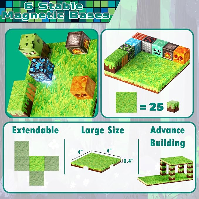 150PCS Magnetic Blocks with 6 Base Plate - Building Blocks Cubes for Kids Ages 4-8 STEM Magnet Building Toys Boys Girls Easter Birthday Gifts Preschool Educational Learning Toy for 3+ Years Old