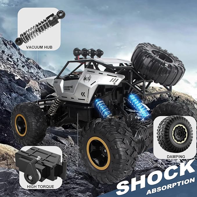 Remote Control Car 1:12 Off Road Truck Metal Shell LED Headlights Offroad Monster RC Truck RC Cars Toys for Boys 4-7 8-12 Year Old Kids Gifts for Kids