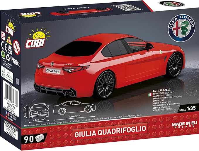 COBI Alfa Romeo Giulia Quadrifoglio Vehicle Red Building Set 90 Pieces