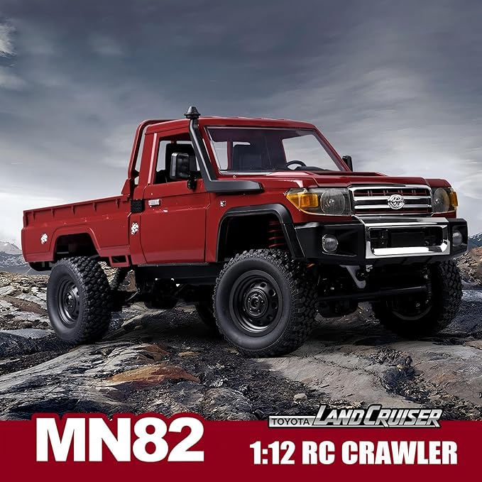 MN-82 1/12 Scale RC Rock Crawler Truck 4x4 Off-Road Remote Control Car with 2.4GHz Remote &amp Dual 1200mAh Batteries - Ideal Gift for Birthday/Christmas/Halloween (Ages 8+)