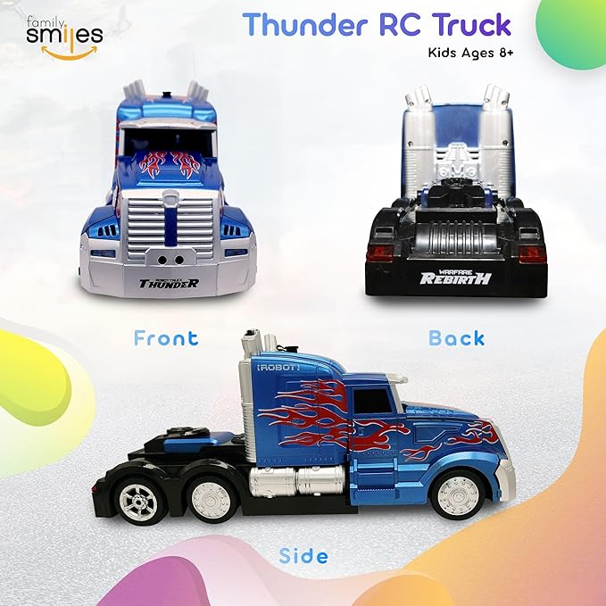 Kids Transforming Robot RC Truck Toys Boys Ages 8-13 Remote Control Car 2 Batteries